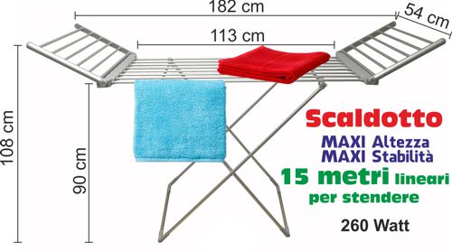 Sirge - Stendino Elettrico MAXI Riscaldante con 2 ali Stendi