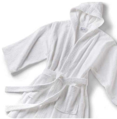 Confronta prezzi Accappatoio cotone con cappuccio bianco arancio azzurro: accappatoio unisex con cappuccio bianco, ar