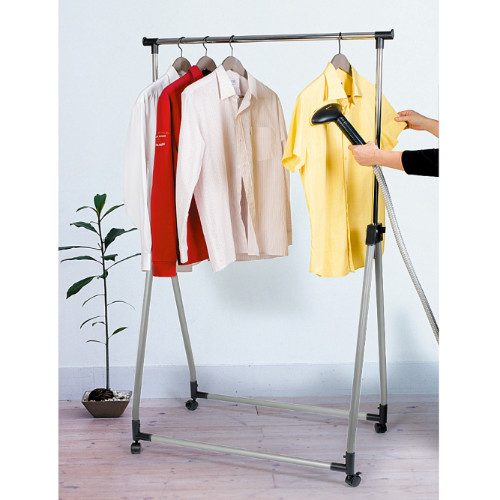 Stand Appendiabiti Pieghevole in Acciaio Cromato e Plastica 89 x 49 x 99-167 cm