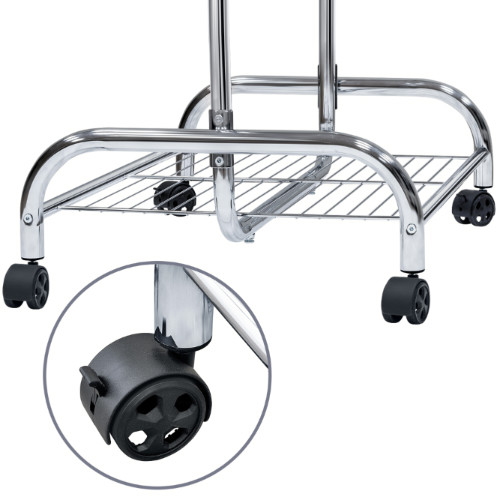 Stand Appendiabiti in Acciaio Cromato su Ruote con Ripiano per Scarpe L100-141 x A150 x P50 сm