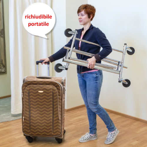 Stand appendiabiti pieghevole con ruote montaggio rapido in 1 Min e 100Kg di portata