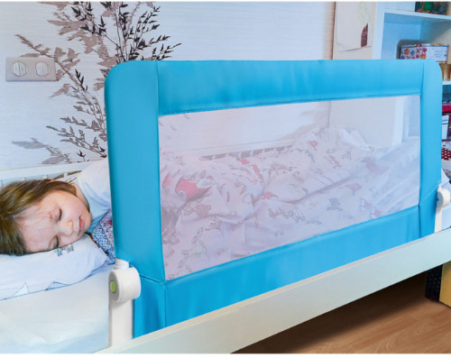 Barriera Letto per bambini Pieghevole Blu in Acciaio Poliestere Plastica 120X47X65cm