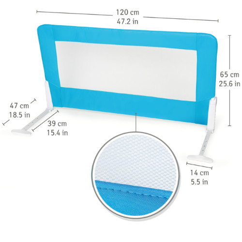Barriera Letto per bambini Pieghevole Blu in Acciaio Poliestere Plastica 120X47X65cm