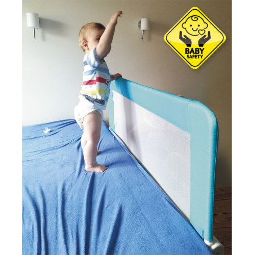Barriera Letto per bambini Pieghevole Blu in Acciaio Poliestere Plastica 120X47X65cm
