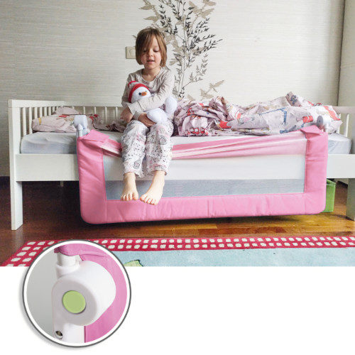 Barriera Letto per bambini Pieghevole Rosa in Acciaio Poliestere Plastica 120X47X65cm