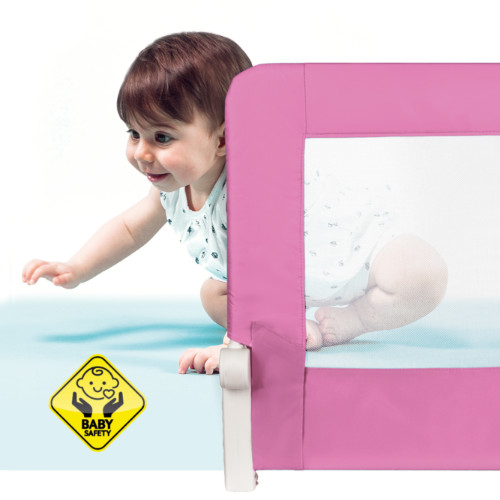 Barriera Letto per bambini Pieghevole Rosa in Acciaio Poliestere Plastica 120X47X65cm