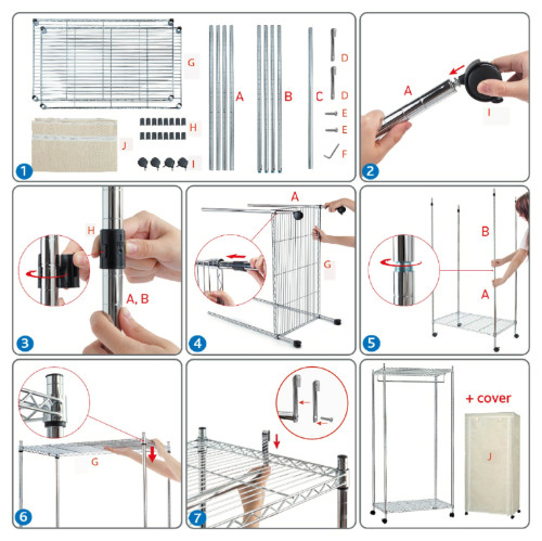 Cabina armadio in tessuto appendiabiti con ripiano superiore e alla base su ruote con protezione antipolvere in tessuto H150 x L75 x P45 cm