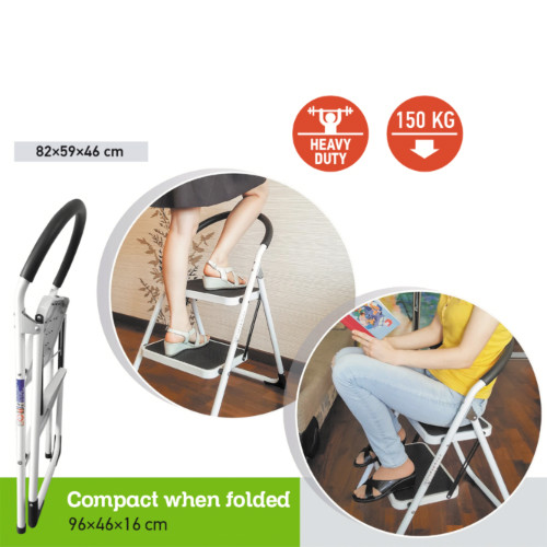 Scaletta Pieghevole Multifunzione Domestica 2 Gradini con Profilo Antiscivolo