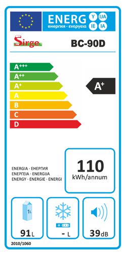 Sirge - Mini Frigorifero Classe A+ FRIGOBAR Frigo 91 Litri c