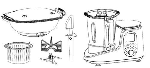 Robot da Cucina Multifunzione con 20 Programmi Automatici + Bilancia 5Kg + 12 Velocita + Temperatura fino a 120C