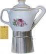 Caffettiera Moka 2 tazzine in fine porcellana certificata e decorata oro