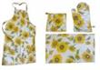 Set coordinato per cucina, guanto, presina, grembiule e tovaglietta 100% cotone 01