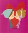 Telo Mare in spugna BASSETTI LOVE THERAPY KISS 86 x 163 cm