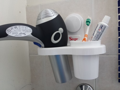 Porta Asciugacapelli Dentifricio Spazzolini Pettine Spazzola Organizzatore da bagno con Ventosa e fissaggio senza trapano