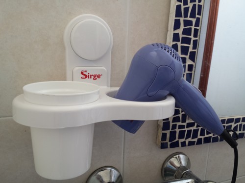 Porta Asciugacapelli Dentifricio Spazzolini Pettine Spazzola Organizzatore da bagno con Ventosa e fissaggio senza trapano