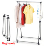 Stand Appendiabiti Pieghevole in Acciaio Cromato e Plastica 89 x 49 x 99-167 cm