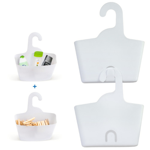 Due Cestini Porta Oggetti per Doccia Organizzatori Bianchi Facili da Pulire Senza Foratura 31x28x12 cm