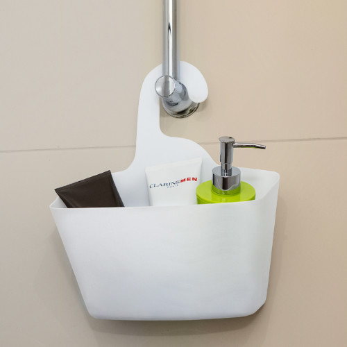 Due Cestini Porta Oggetti per Doccia Organizzatori Bianchi Facili da Pulire Senza Foratura 31x28x12 cm