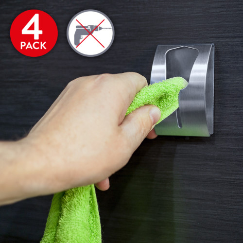 Porta Asciugamani Autoadesivo in Acciaio Inox (4 Pezzi) Portata Fino a 5 kg