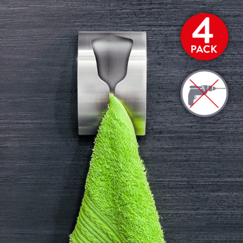 Porta Asciugamani Autoadesivo in Acciaio Inox (4 Pezzi) Portata Fino a 5 kg