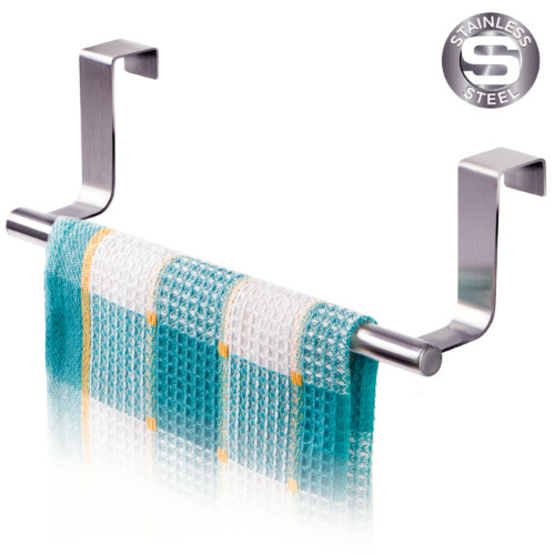 Portasciugamani in Acciaio Inox da Appendere Sopra la Porta 23X7X6 cm