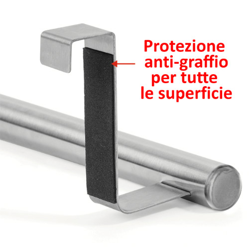 Portasciugamani in Acciaio Inox da Appendere Sopra la Porta 23X7X6 cm