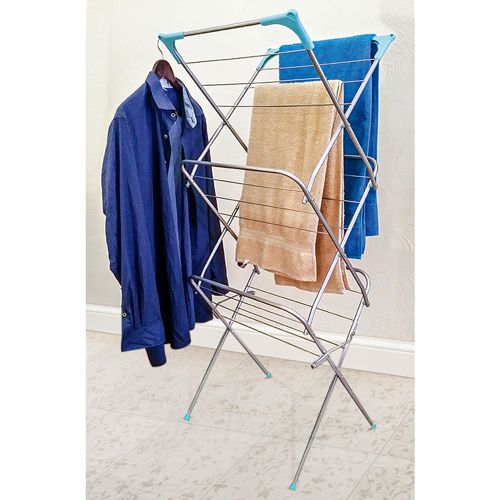 Stendibiancheria pieghevole Antiruggine a Tre Livelli 485 x 1300 x 460 mm Ideale per BOX DOCCIA