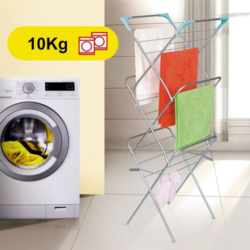 Stendibiancheria pieghevole Antiruggine a Tre Livelli 485 x 1300 x 460 mm Ideale per BOX DOCCIA