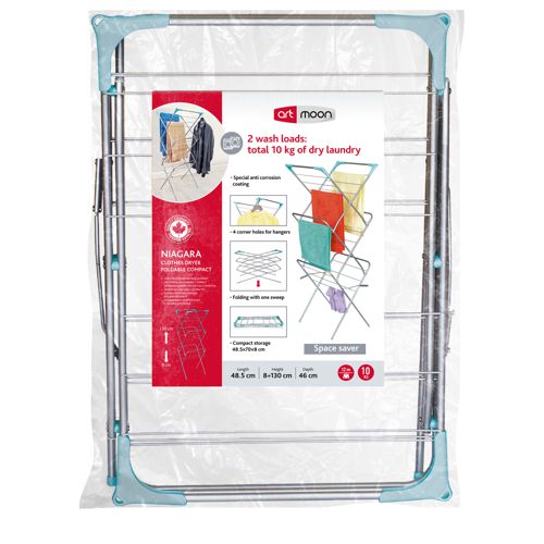Stendibiancheria pieghevole Antiruggine a Tre Livelli 485 x 1300 x 460 mm Ideale per BOX DOCCIA