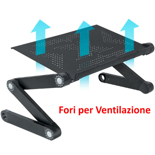 Tavolo per Laptop Pieghevole Tavolino per PC da Letto Regolabile Supporto per Laptop Leggio per Letto Alluminio
