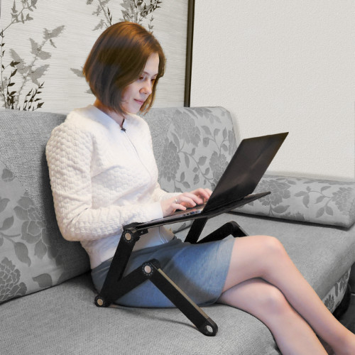 Tavolo per Laptop Pieghevole Tavolino per PC da Letto Regolabile Supporto per Laptop Leggio per Letto Alluminio