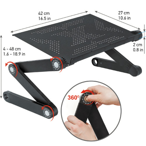 Tavolo per Laptop Pieghevole Tavolino per PC da Letto Regolabile Supporto per Laptop Leggio per Letto Alluminio