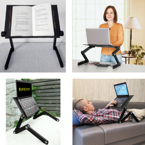 Tavolo per Laptop Pieghevole Tavolino per PC da Letto Regolabile Supporto per Laptop Leggio per Letto Alluminio