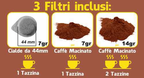 Macchina per Caffe Espresso e Cappuccino caffe in polvere e a Cialde di Carta Lussy con Pompa Italiana 15bar