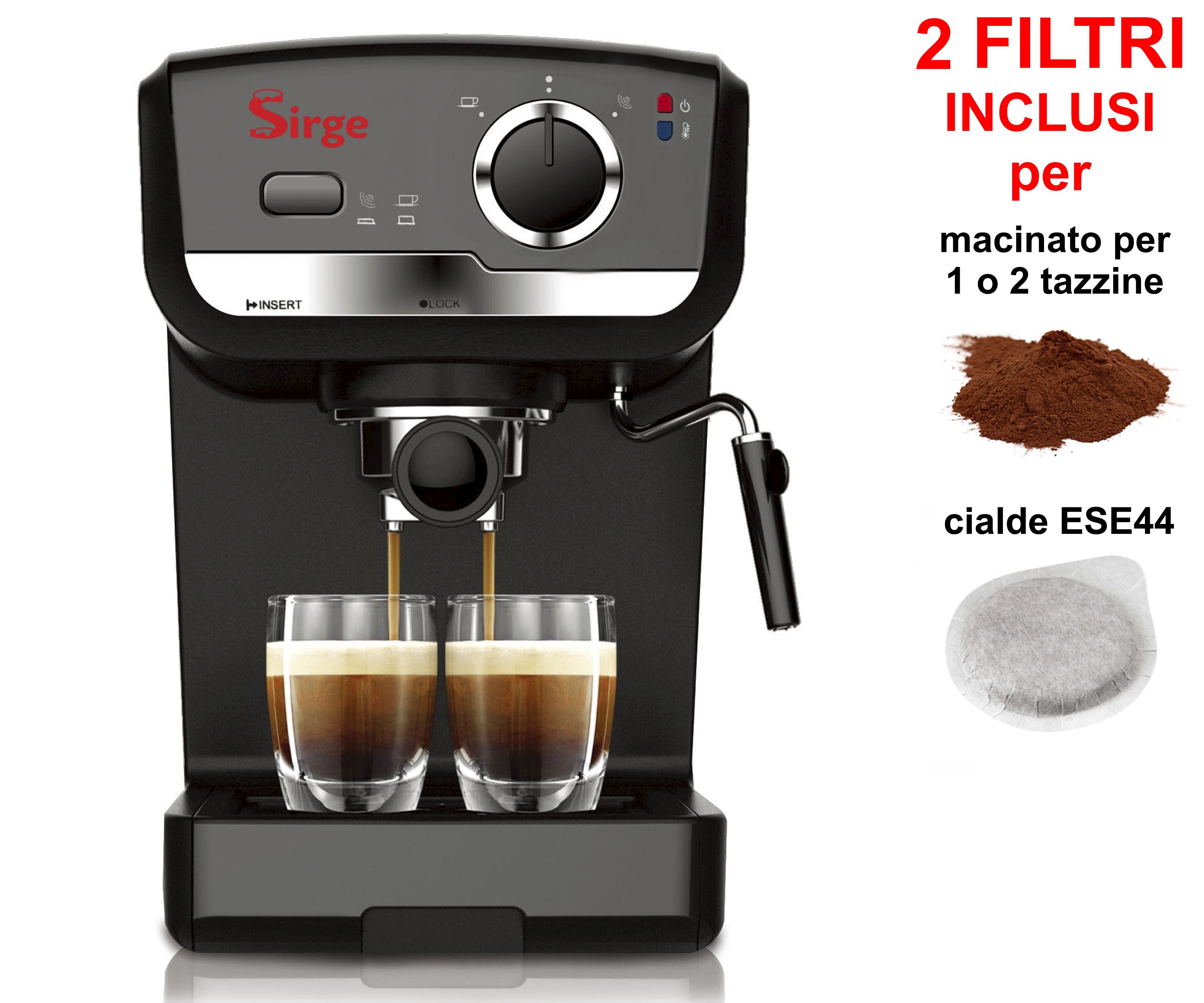 Sirge - Macchina per Caffe Espresso e Cappuccino caffe in po