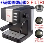 Macchina per Caffe Espresso per 1 o 2 tazze SUPER CREMA e Cappuccino caffe in polvere Gran Bar