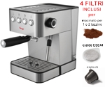 Macchina per Caffe Espresso e Cappuccino con 4 filtri per caffe macinato Capsule Nespresso e Cialde di carta Lussy