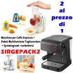 Macchina per Caffe Espresso 15bar 850W e Robot Multifunzione 3 in 1 Tritaverdure Spremiagrumi Macchina per dessert SIRGEPACK2