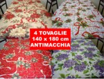 4 Tovaglie di Natale 140 x 180 cm tovaglia Natalizia rettangolare Tavolo Antimacchia Poliestere