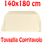 Copritavolo Cotone Tovaglia Bianco Avorio Rettangolare Tinta Unita 140 x 180 cm