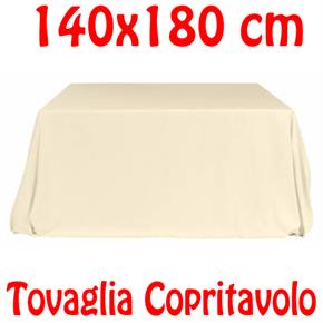 Copritavolo Cotone Tovaglia Bianco Avorio Rettangolare Tinta Unita 140 x 180 cm 100% cotone