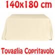 Copritavolo Cotone Tovaglia Bianco Avorio Rettangolare Tinta Unita 140 x 180 cm 100% cotone